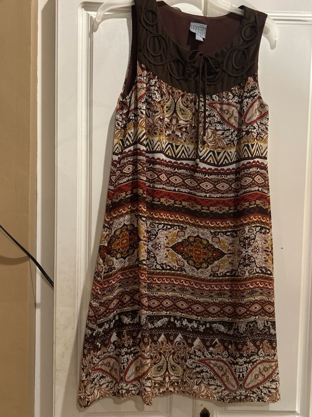 Rabbit Brown Tie-Front Dress Boho